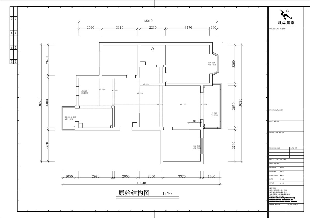 蒋琛｜香榭里8-3-1101-260㎡-现代简约风格｜4室3厅2卫｜老房装修｜定制家｜全包29万｜00_01一层原始结构图